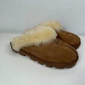 UGG Coquette Chestnut Suede Sheepskin Comfort Slippers, Women Sz US 11